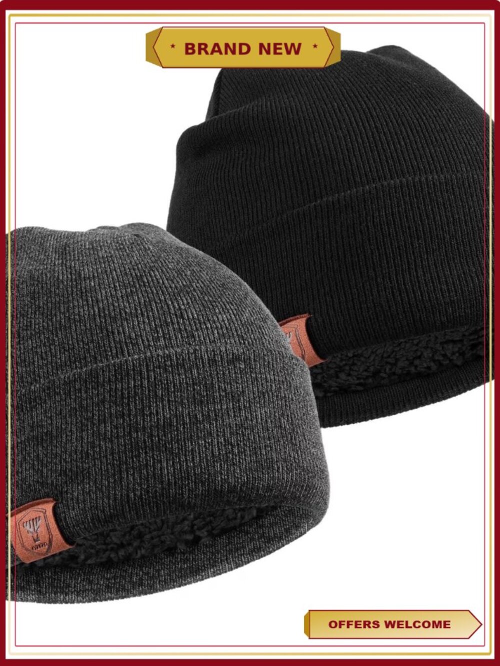 Unisex Knit Beanie Hats 2 Pack Warm Winter Skull Caps